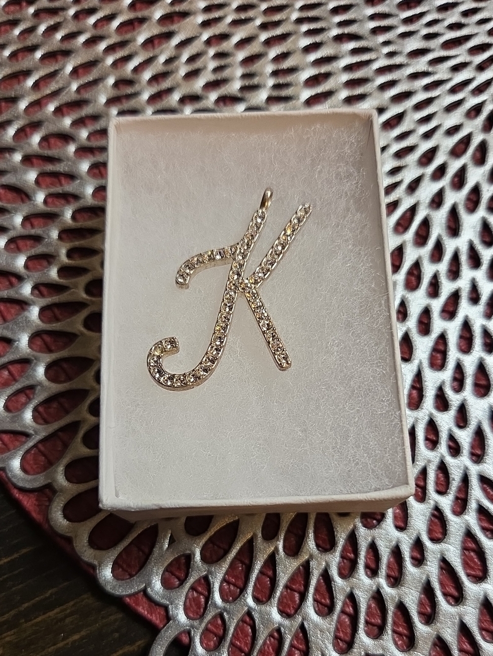Crystal Pavé Letter K Pendant Necklace - Silver Tone